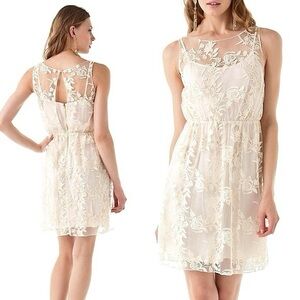 Alice + Olivia Cream Floral Lace Dress